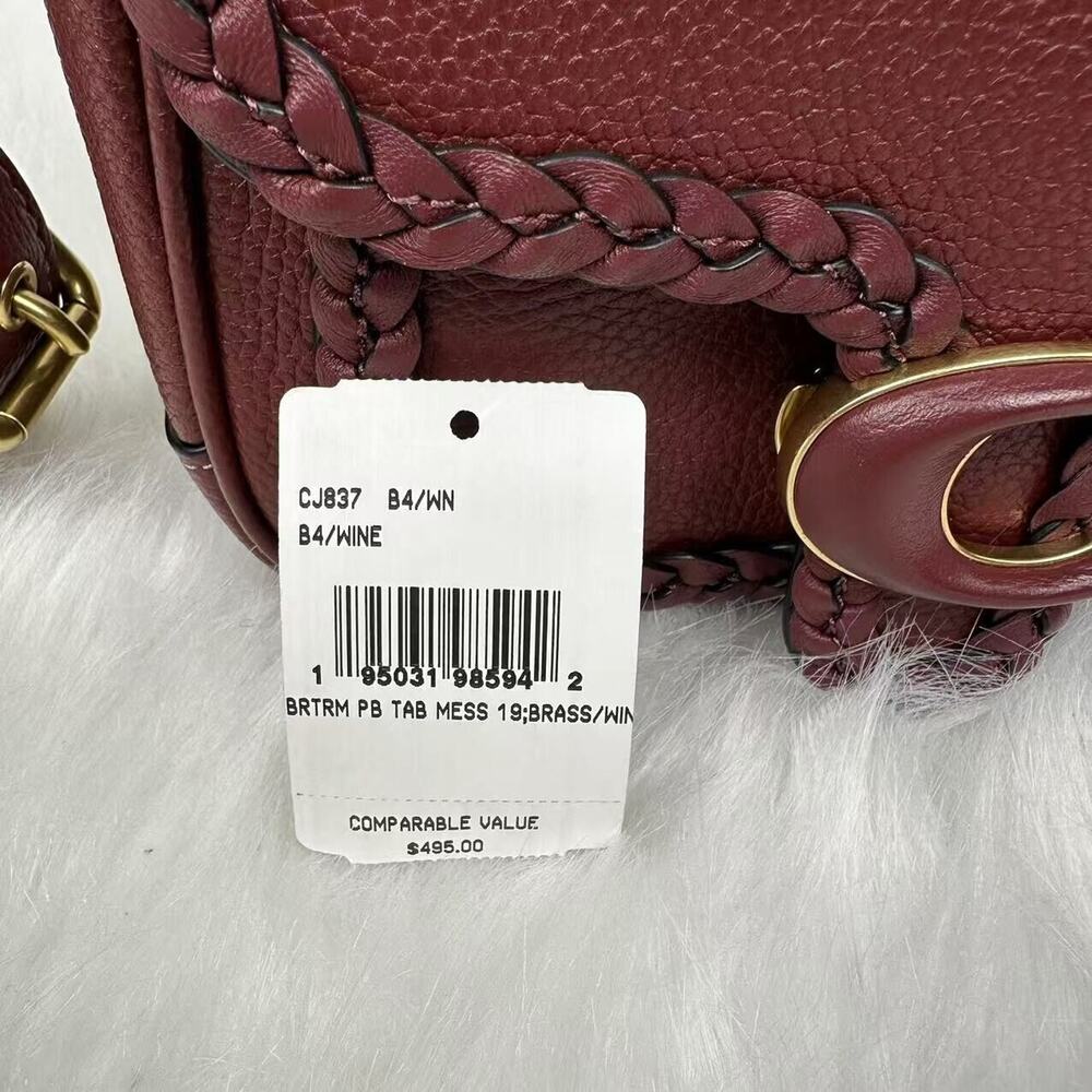 Coach Tabby Messenger 19 With Braid Crossbody In Brass/Wine Leather NWT CJ837 - Picture 5 of 10